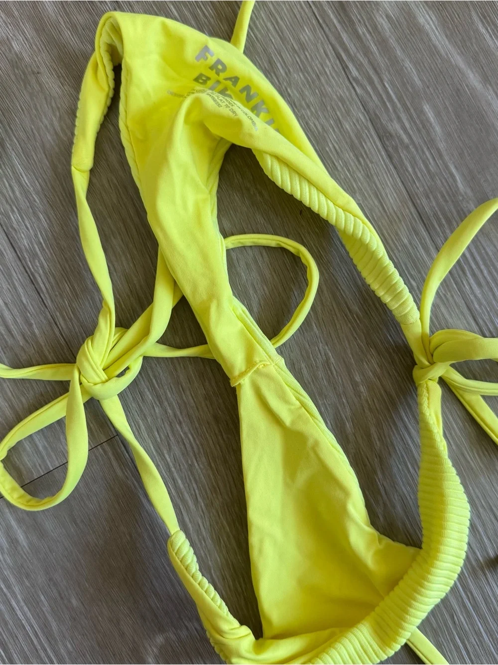 Frankie’s Bikinis Yellow Ribbed String Bikini Set